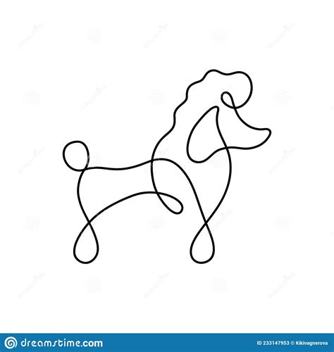 Cute Poodle Dog One Line Vector Illustration Icon Stock Vector