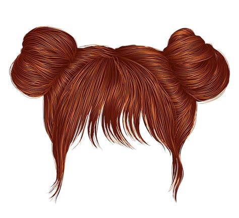 Premium Vector Two Buns Hairs With Fringe Red Redhead Ginger Colors