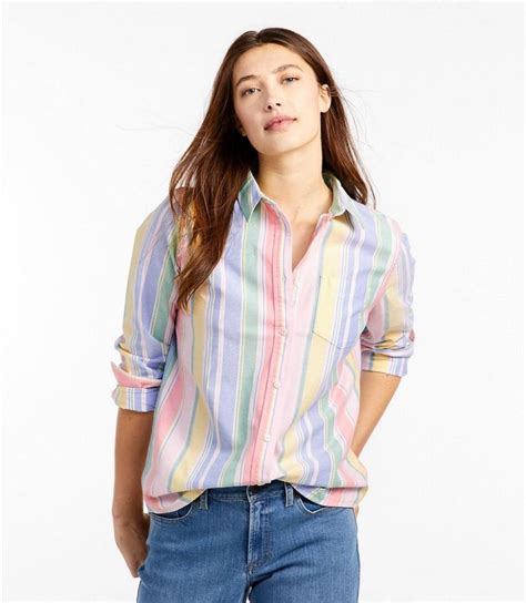 Womens Lakewashed Organic Cotton Oxford Shirt Relaxed Stripe Shirts