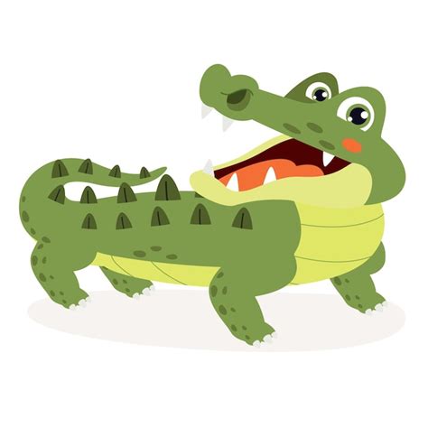 Ilustração Dos Desenhos Animados De Um Crocodilo Vetor Premium