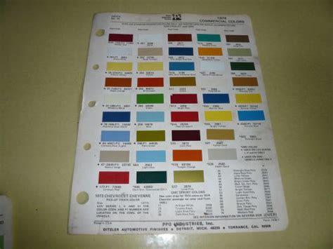 Sell 1974 Chevrolet Chevy And Gmc Ditzler Ppg Truck Color Chips In