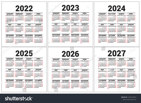 Calendar 2022 2023 2024 2025 2026 And 2027 Royalty Free Stock