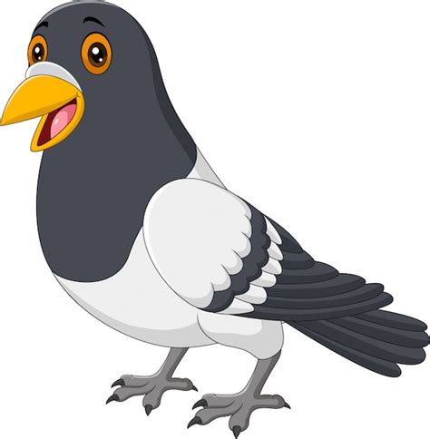 Cartoon Funny Pigeon Isolated On White Background Premium Vector