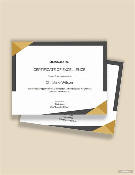 Certificate Of Excellence Template In Psd Illustrator Pages Indesign