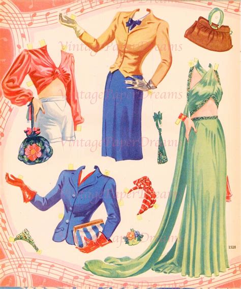 Vintage Paper Doll Printable Pdf Cover Girl Paper Doll 40s 1940s Paper