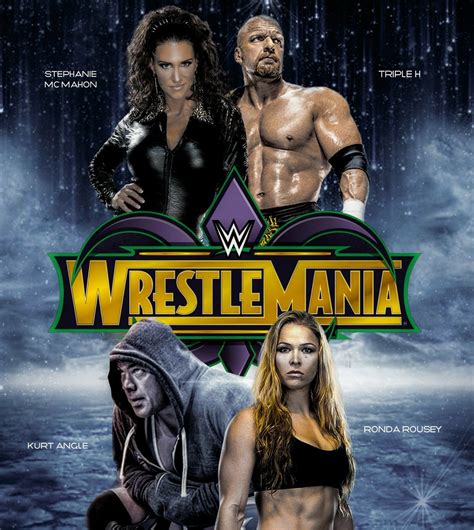 Wrestlemania 34 Triple H And Stephanie Mcmahon Vs Kurt Angle And Ronda