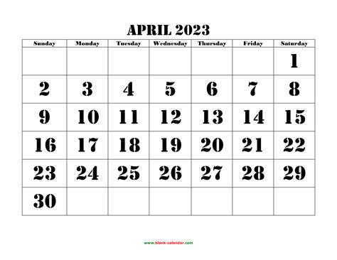 Large Printable April 2023 Calendar Get Calendar 2023 Update