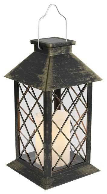 Solar Powered Lantern Hanging Or Tabletop Led Pillar Candle Lamp By