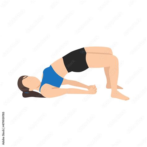 Woman Doing Yoga Setu Bandha Sarvangasana Chakrasana Yoga Pose Of Bridge Physical Health Flat
