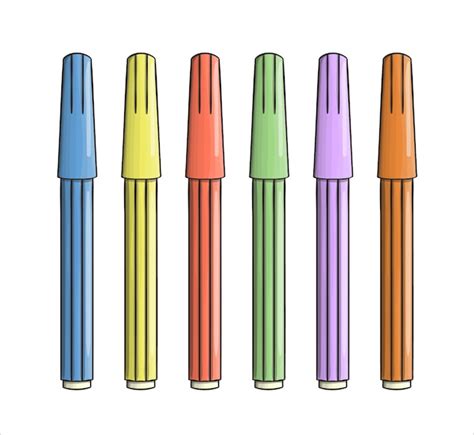 Premium Vector Set Of Colored Felt Pen Icons Vector Colored