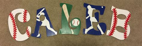 Hand Painted Wooden Baseball Letters Sports Themed Room Baseball