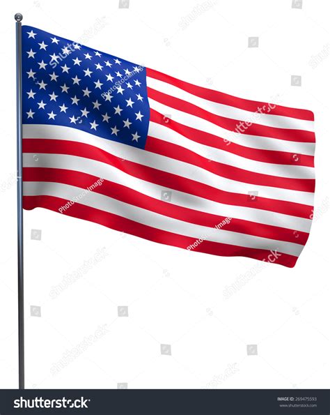 Usa American Flag Waving Isolated On White Background Stock Photo