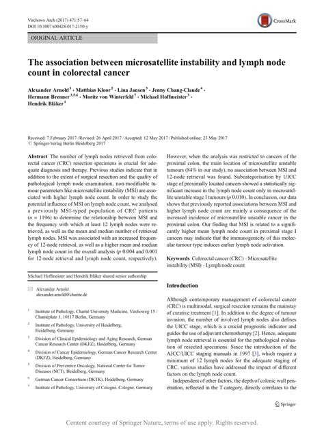 The Association Between Microsatellite Instability And Lymph Node Count