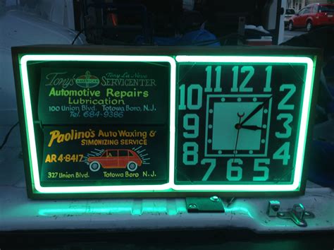 Animated Neon Advertising Clock Obnoxious Antiques
