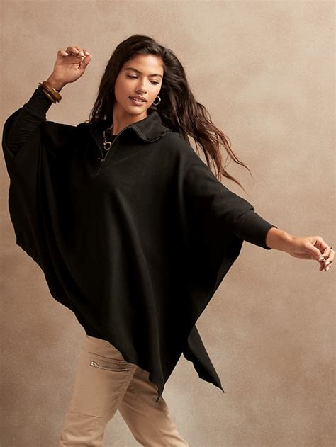 Zip Front Knit Poncho Banana Republic Factory