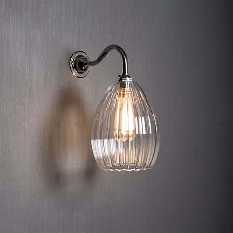 Clear Ribbed Glass Wall Light Bedside Living Room Kitchen Lounge