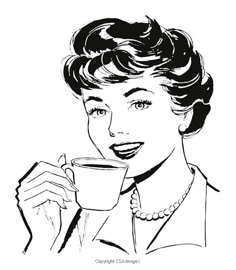 Woman Drinking Coffee Clipart
