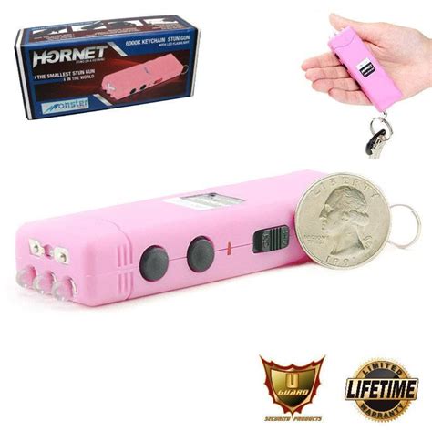 Mini Keychain Stun Gun Led Flashlight Hornet 6 Million Volt Pink