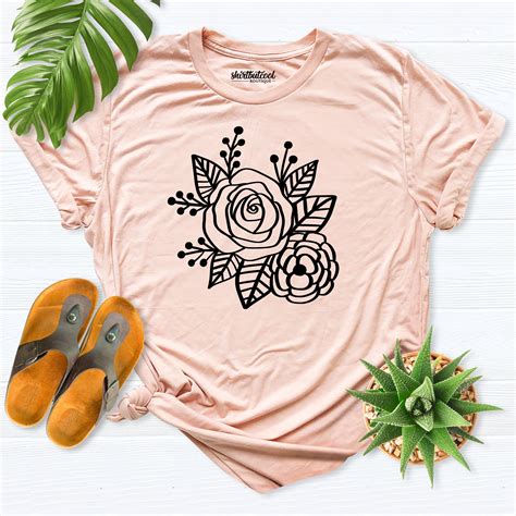 Flower Shirt Women Rose Tshirt Cute Shirt Designs Rose Etsy