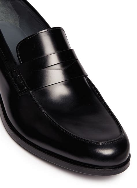 lyst lanvin classic leather penny loafers in black for men