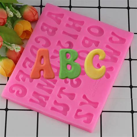 Mujiang 3d Capital Letter Silicone Molds Alphabet Fondant Mold Cake