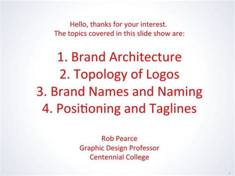 Brand Architecture Logo Topology Naming And Tag Lines Ppt