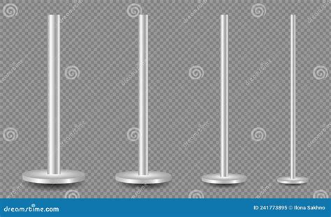 Realistic Metal Poles Collection Isolated On Transparent Background