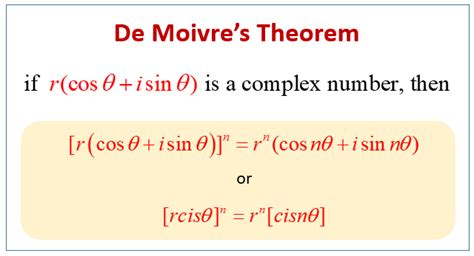 Demoivre's Theorem Of Complex Numbers Worksheet