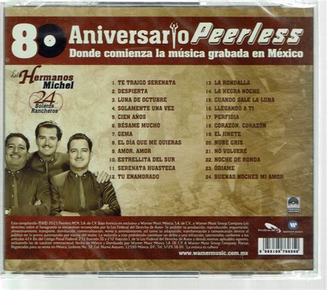 80 Aniversario Peerless Los Hermanos Michel 24 Boleros Ranch Mercado