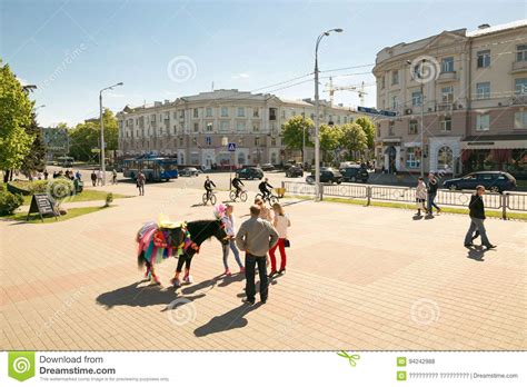 Gomel Belarus May 14 2017 Movement Of People And Cars Along