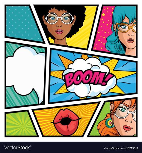 Pop Art Comic Book Covers With Woman S Faces And Speech Bubbles In The Center