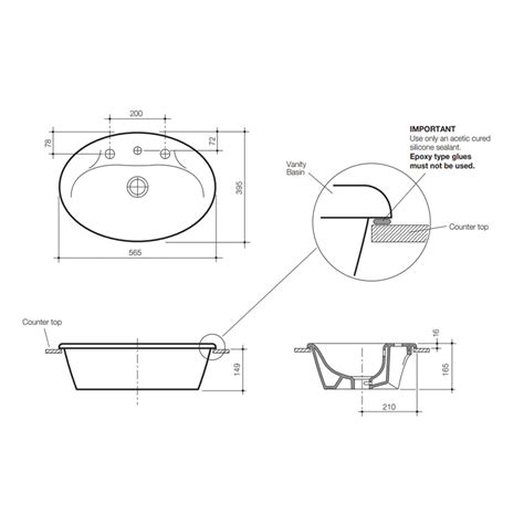 Buy Caroma Centro Vanity Basin 3 Tap Holes Gloss White Online