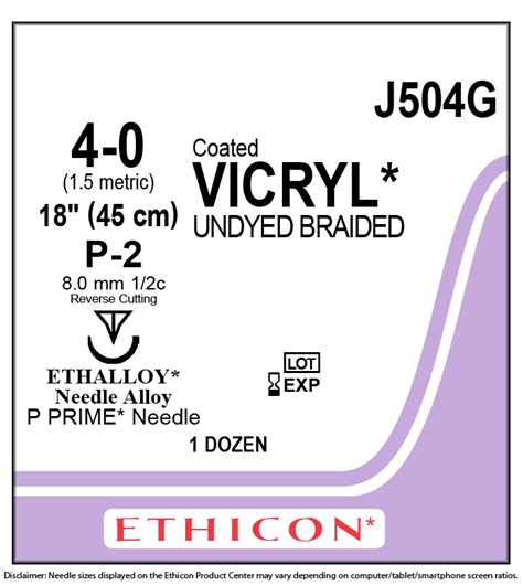 Ethicon J504g Coated Vicryl Polyglactin 910 Suture