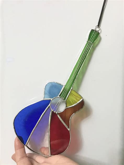 Stained GlassTiffany Guitar Musical Instrument Stained Glass Suncatchers Stained Glass