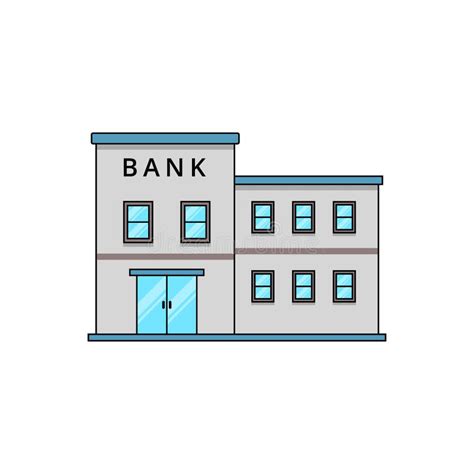 Bank Building Cartoon Illustration Isolated On White Stock Vector