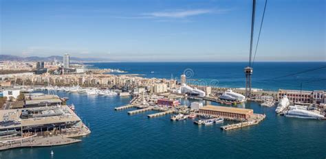View Over The Harbor Of Barcelona Editorial Stock Image Image Of