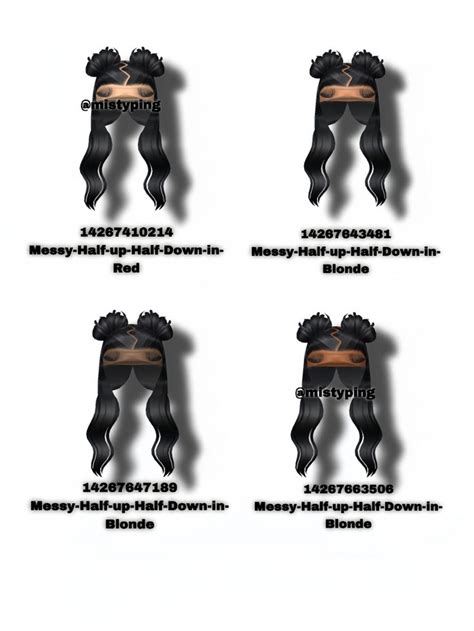 New Messy Half Up Half Down Hair Codes In 2023 Black Hair Roblox