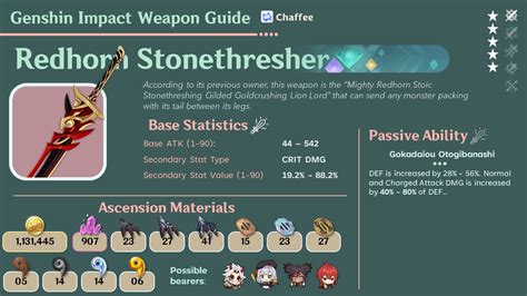 Redhorn Stonethresher Weapon Guide V27 Genshin Impact Hoyolab