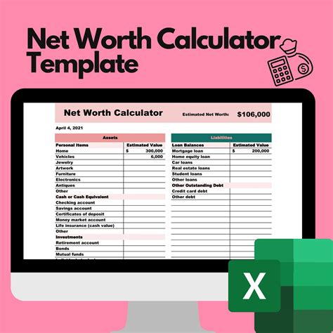 Net Worth Calculator Excel Template Assets Liabilities Etsy