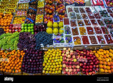 Colourful Fruits For Sale In The Bazaar Souk Al Mubarakiya Kuwait City