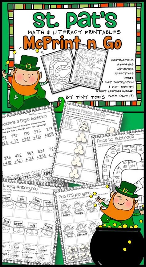 St Patricks Day Math And Literacy Printables Mcprint N Go Literacy