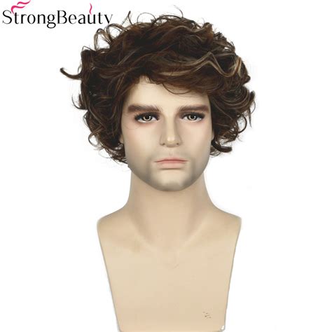 Strong Beauty Short Men Wigs Synthetic Curly Wig Color