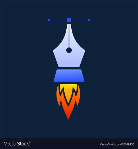 Creative Rocket Pen Tool Logo Design Template Vector Image