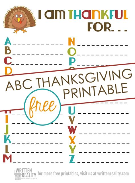 Thankful Abcs Printable Is Perfect For Thanksgiving Written Reality