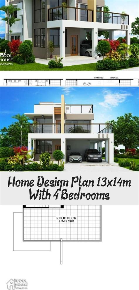 Home Design Plan 19x14m With 4 Bedrooms Home Design With Plansearch