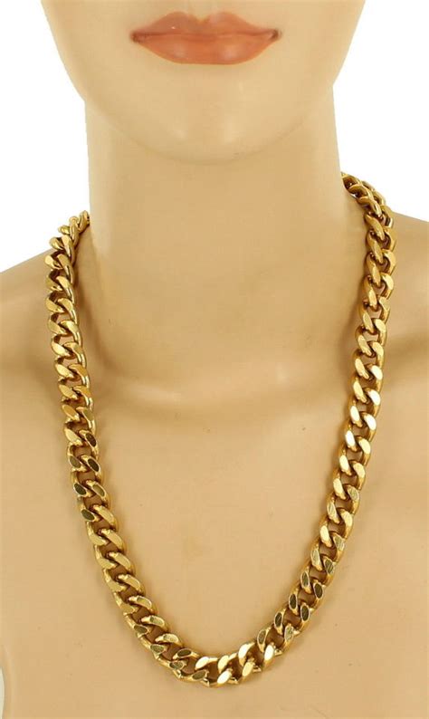 Vintage Heavy Curb Link Gold Tone Chain Link Necklace 36 Cool 1970s