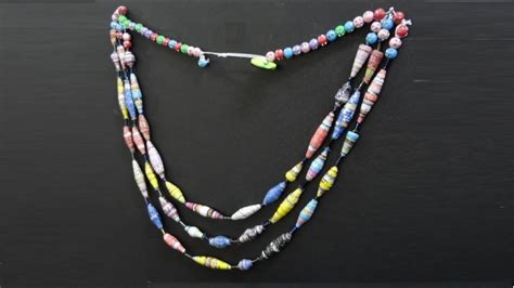 Paper Crafts Three Layer Paper Bead Necklace Diy Paper Jewelry Youtube