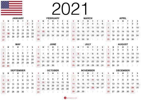 Download Free Printable Calendar 2021 🇺🇸 Calendarena