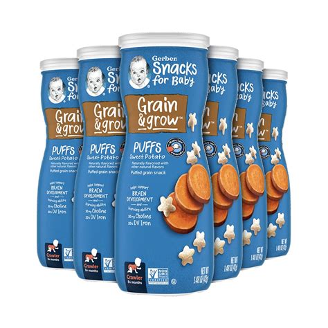 Gerber Snacks For Baby Grain Grow Puffs Strawberry Apple Oz Canister