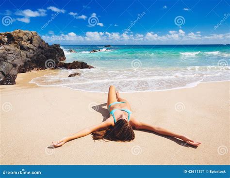 Woman Relaxing On Beautiful Tropical Beach Stock Image Image Of Ocean Bikini